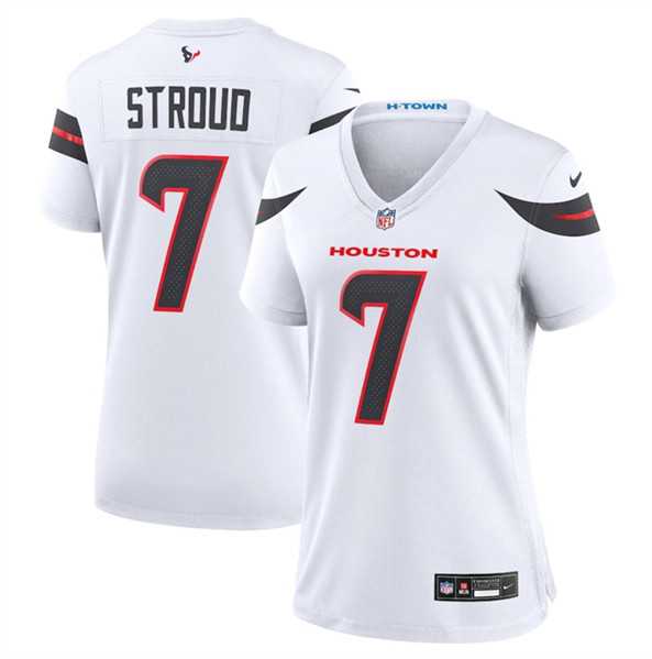Womens Houston Texans #7 C.J. Stroud White 2024 Stitched Jersey Dzhi->women nfl jersey->Women Jersey